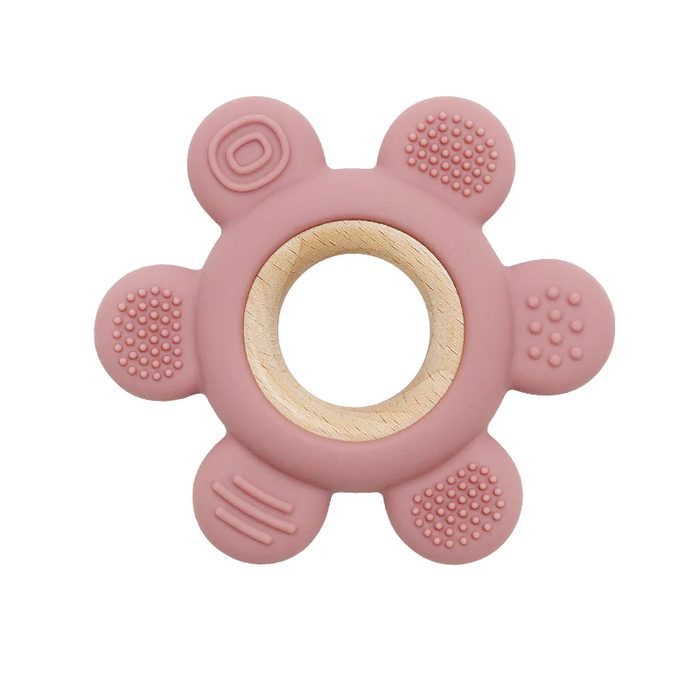 Wooden silicone teether