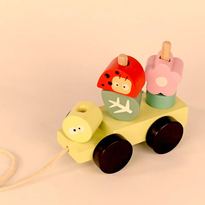 Wooden forest pull toy