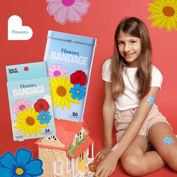Girl with Bioswiss flower bandages lifestyle