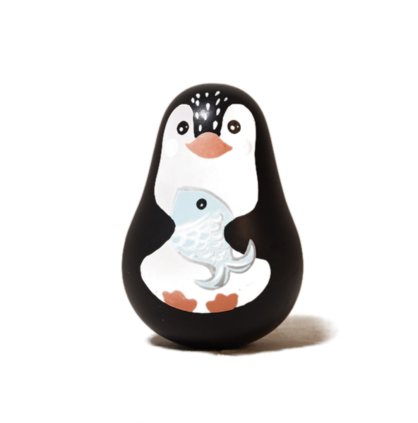 Wooden penguin wobble toy