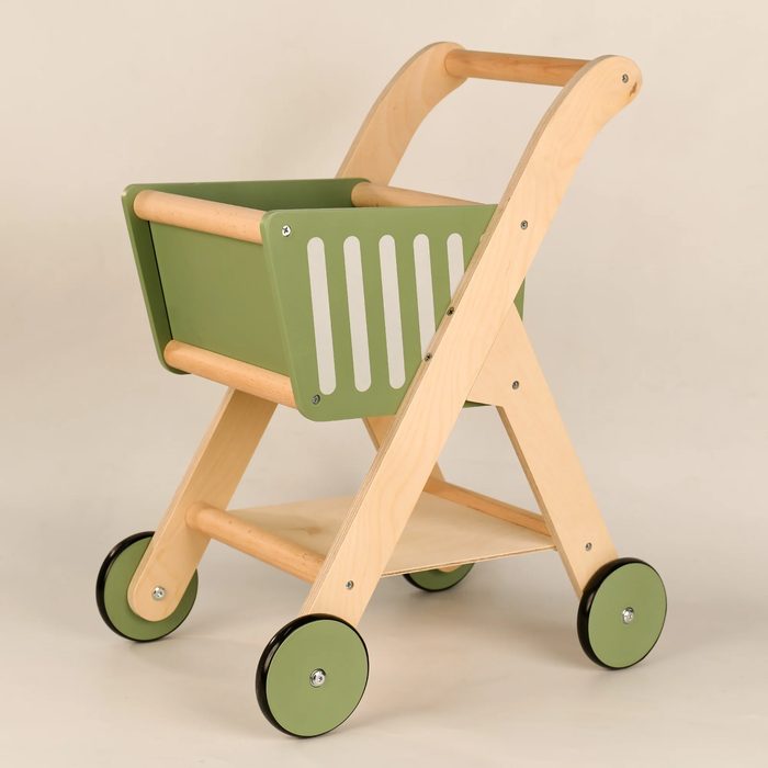 Wooden shopping cart toy